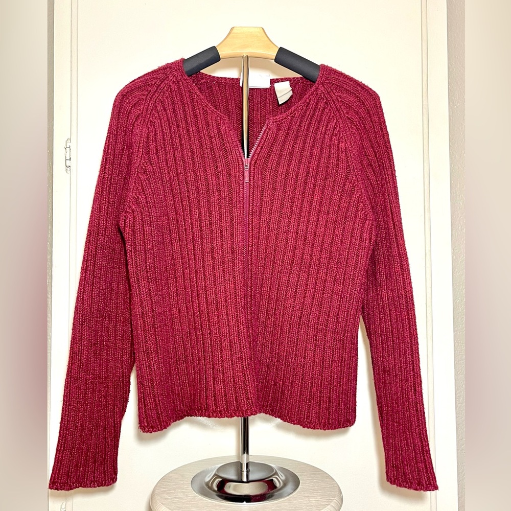 Liz Claiborne Zipper Ribbed Sweater